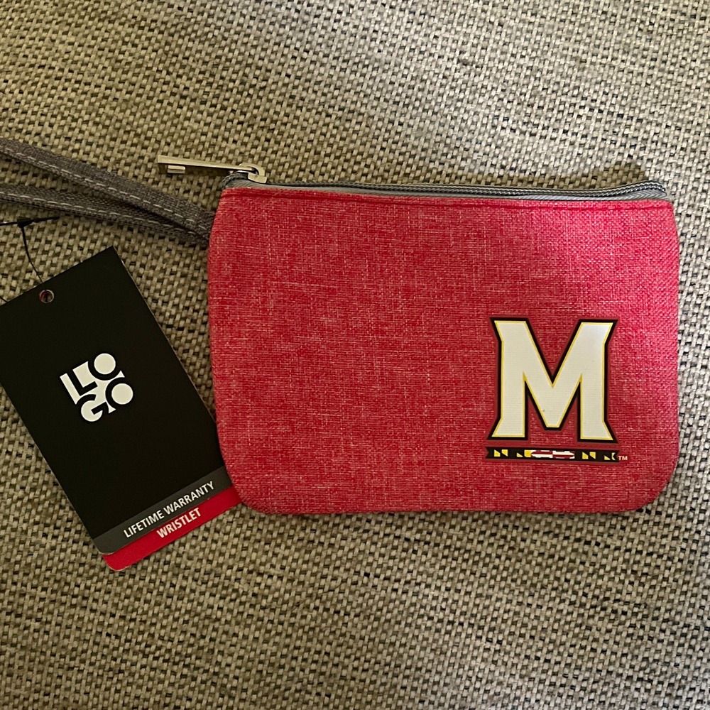 Logo Brands Maryland Terrapins Red Zip Wristlet Pouch Wrist Strap Logo